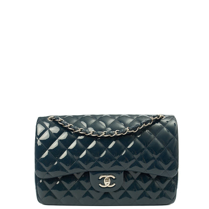 Chanel Shoulder Bag Classic Double Flap - Large in Blue, Patent Leather — Alternate View 23