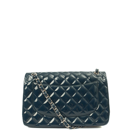Chanel Shoulder Bag Classic Double Flap - Large in Blue, Patent Leather — Alternate View 14