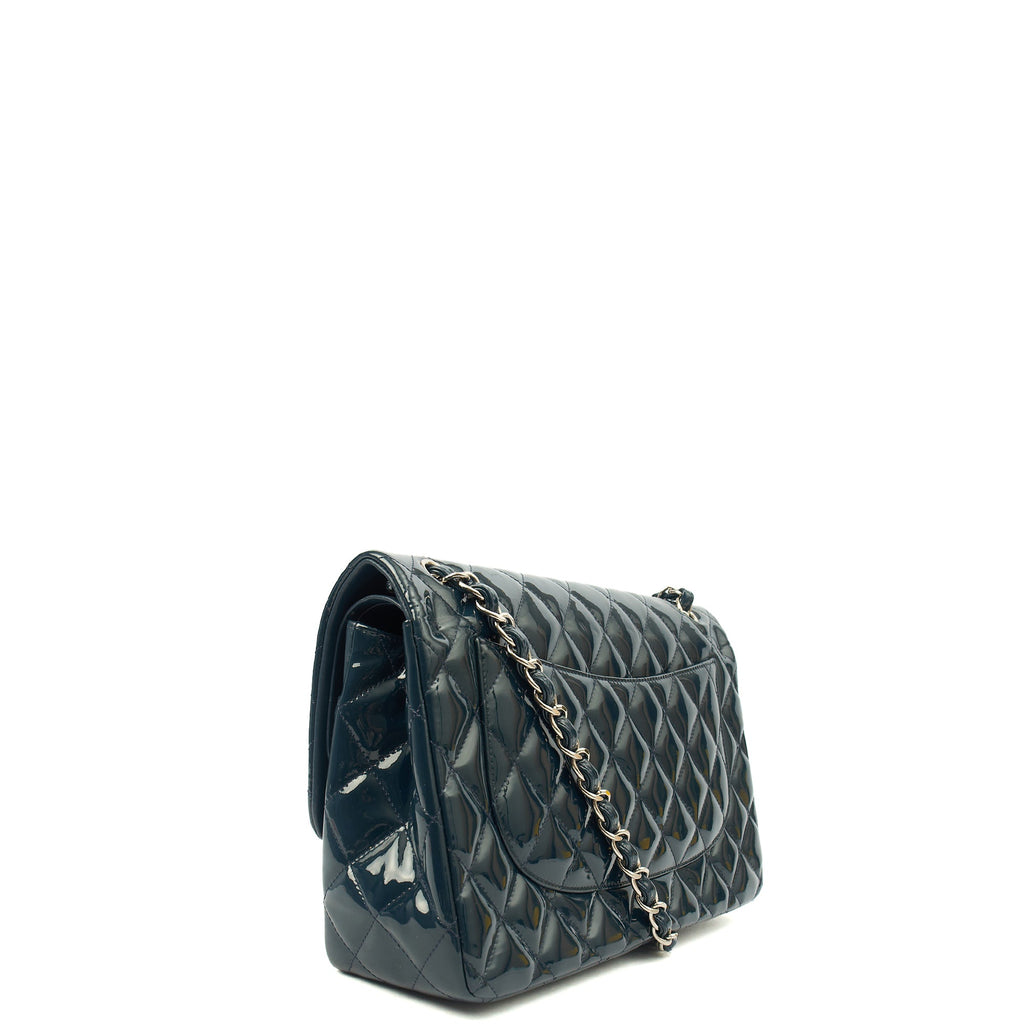 Chanel Shoulder Bag Classic Double Flap - Large in Blue, Patent Leather — Alternate View 24