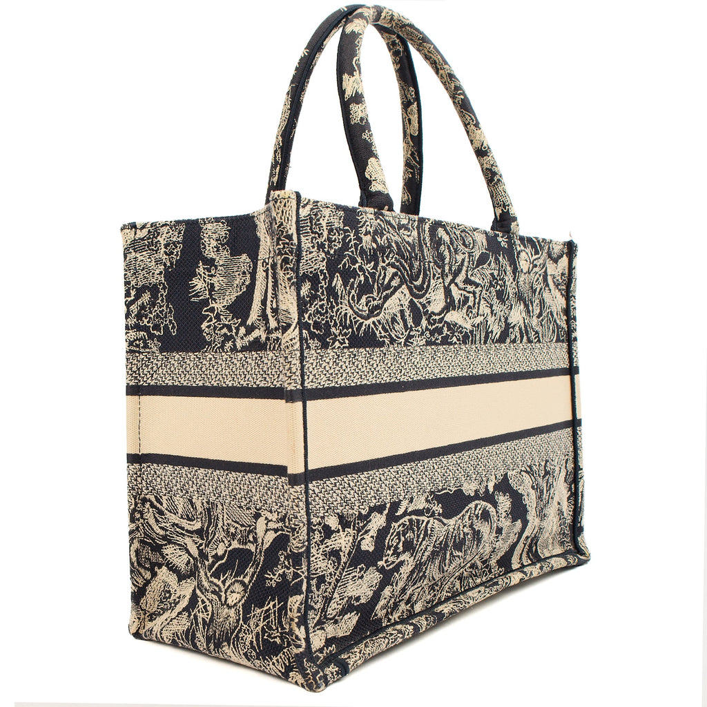 Christian Dior Tote Book Tote - Medium in Blue, Fabric — Back View