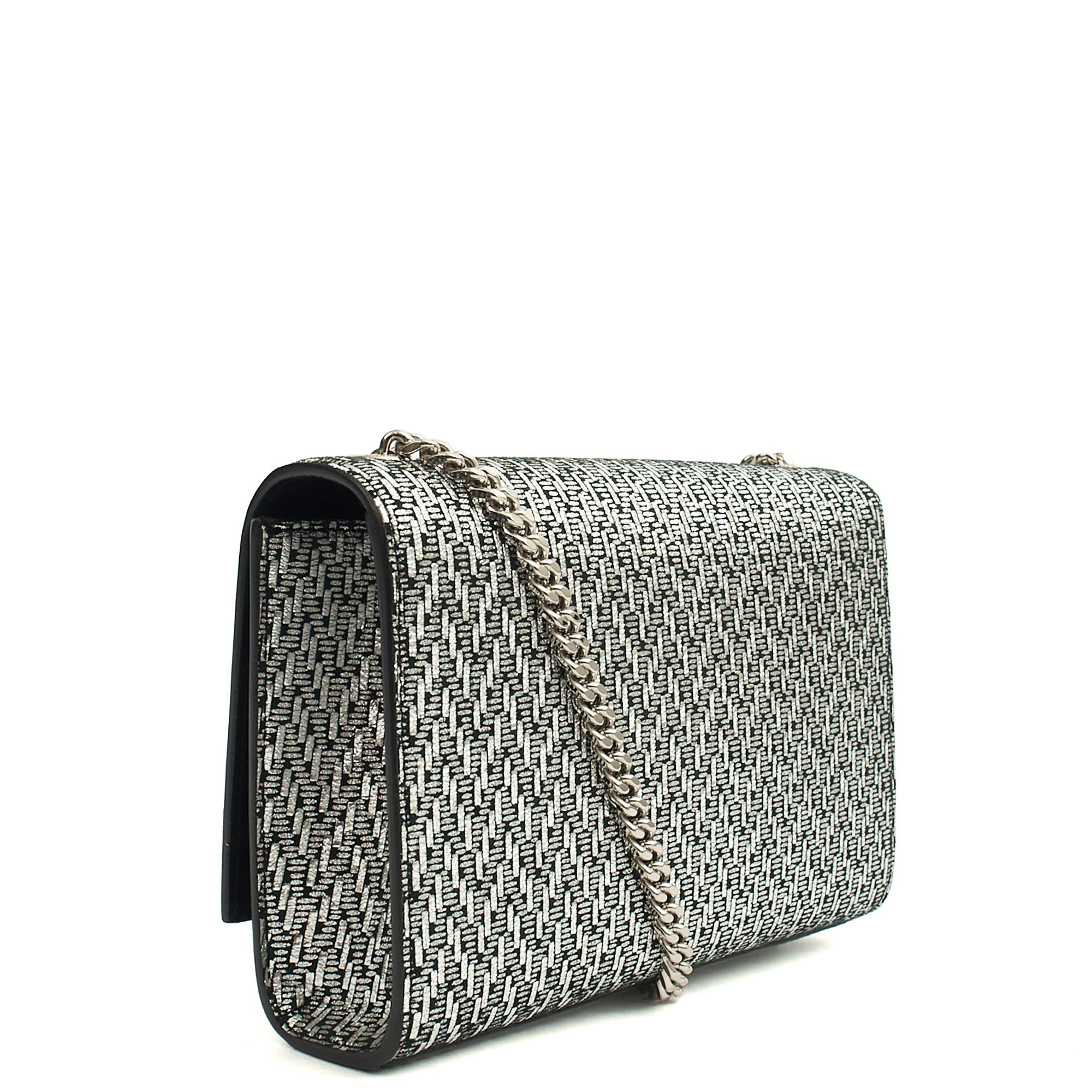 Saint Laurent Cross Body Kate Medium in Metallic, Fabric — Side View