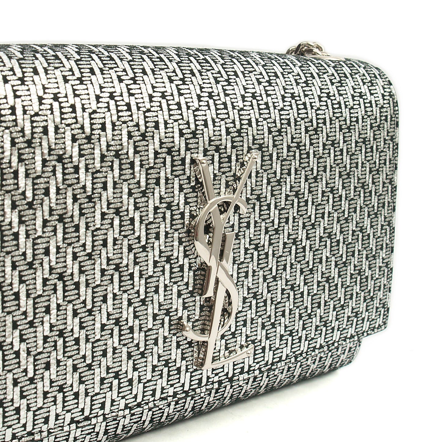 Saint Laurent Cross Body Kate Medium in Metallic, Fabric — Lifestyle View