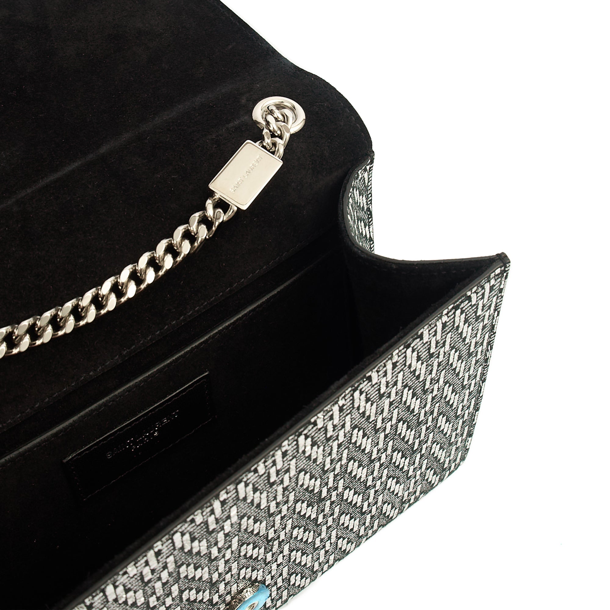 Saint Laurent Cross Body Kate Medium in Metallic, Fabric — Detail View