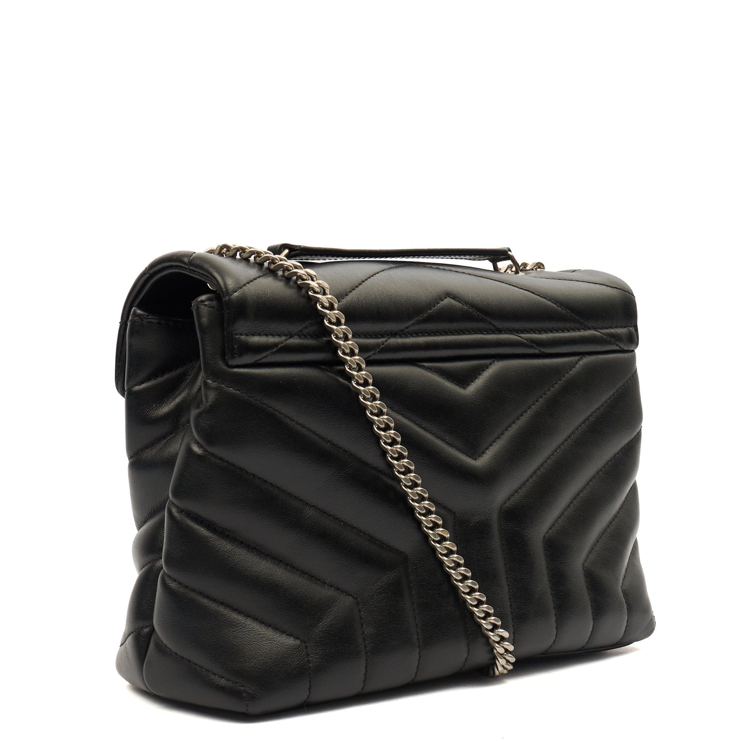 Saint Laurent Shoulder Bag Lou Lou - Small in Black, Leather — Back View