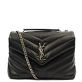 Saint Laurent Shoulder Bag Lou Lou - Small in Black, Leather — Front View