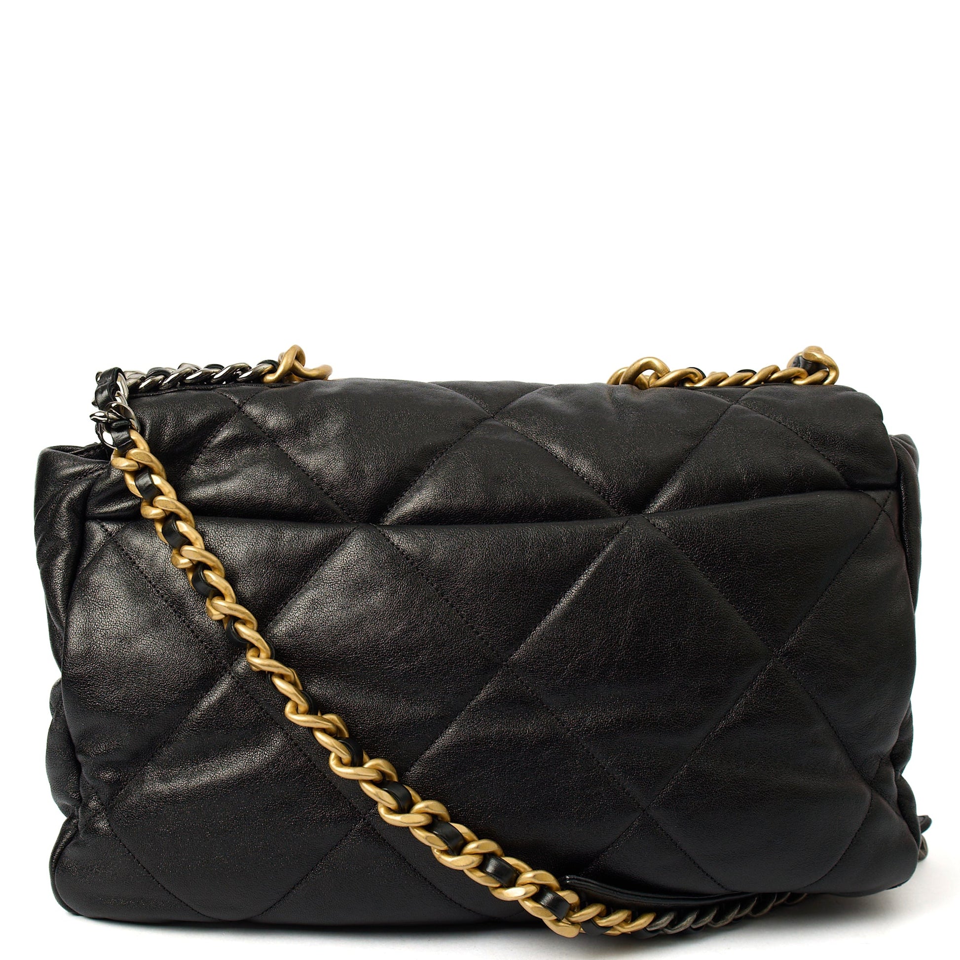Chanel Shoulder Bag Chanel 19 Maxi in Black, Calfskin Leather — Top View