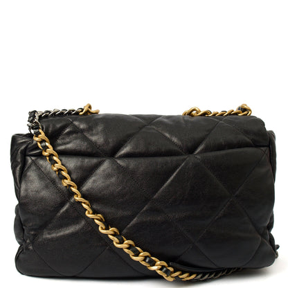 Chanel Shoulder Bag Chanel 19 Maxi in Black, Calfskin Leather — Top View