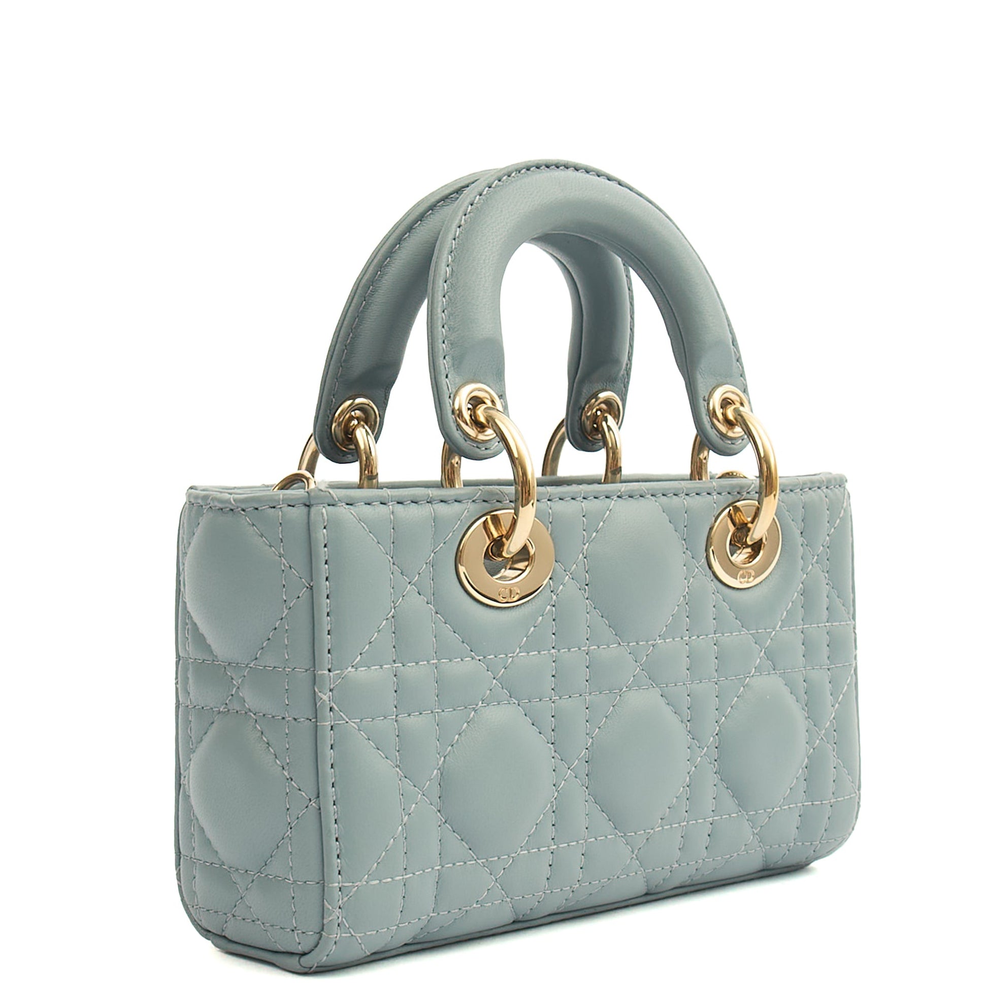 Christian Dior Cross Body Lady D - Joy in Blue, Cannage Quilted Lambskin — Side View
