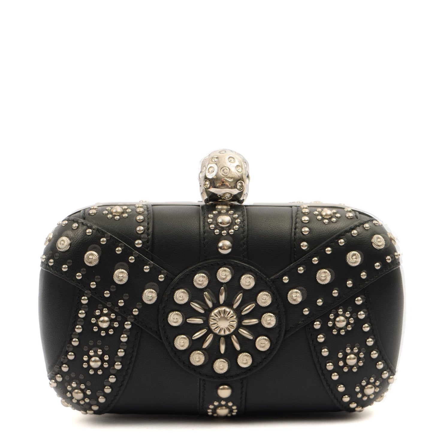 Alexander McQueen Clutch Box Clutch Skull in Black, Leather — Front View