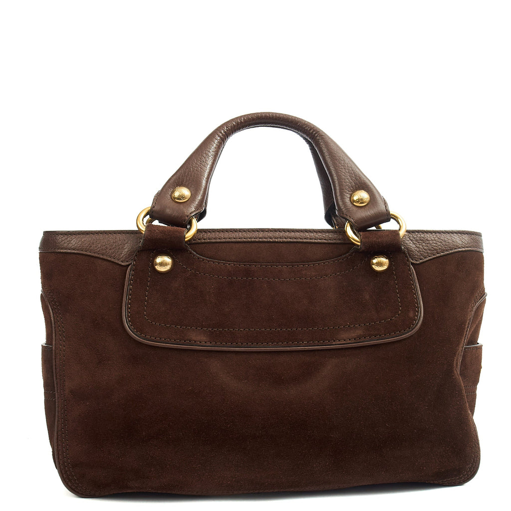 Celine Top Handle Boogie Bag in Brown, Suede — Alternate View 9