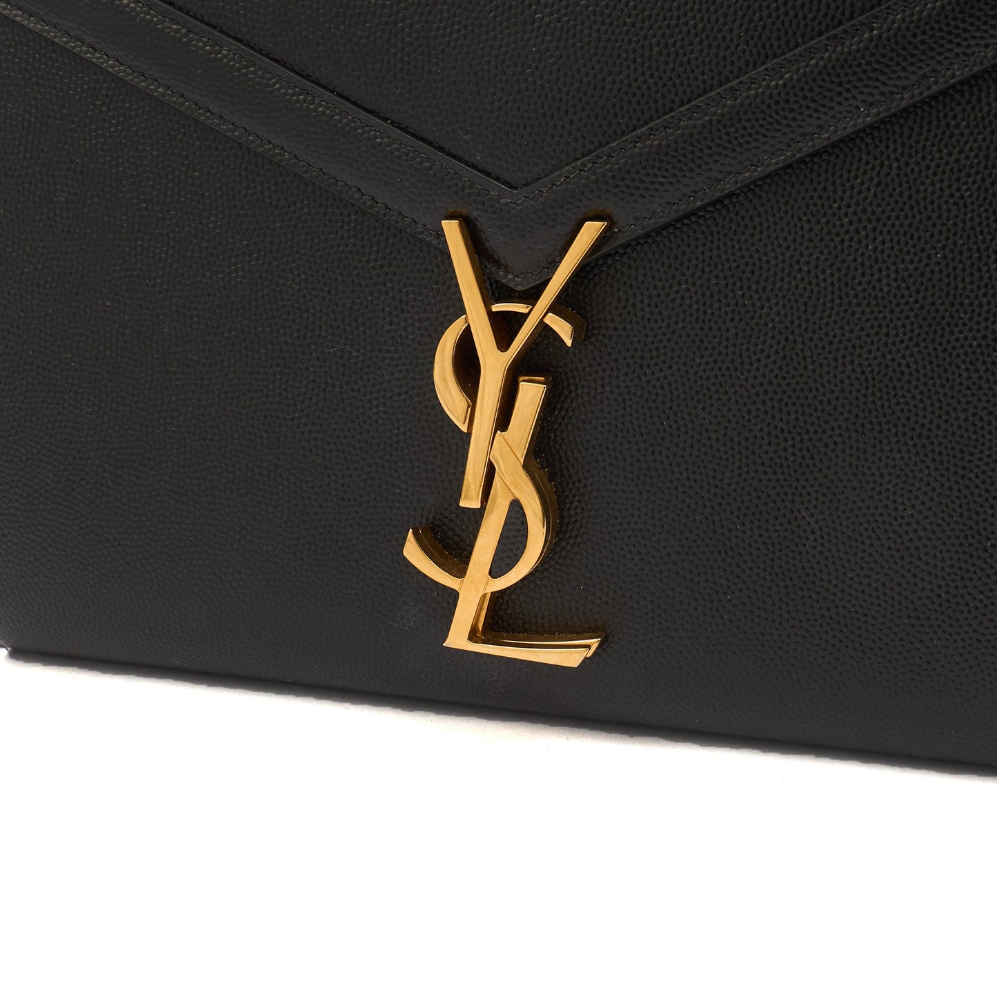 Saint Laurent Cross Body Cassandre Chain Flap Bag in Black, Calfskin Leather — Lifestyle View