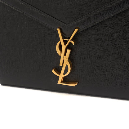 Saint Laurent Cross Body Cassandre Chain Flap Bag in Black, Calfskin Leather — Lifestyle View