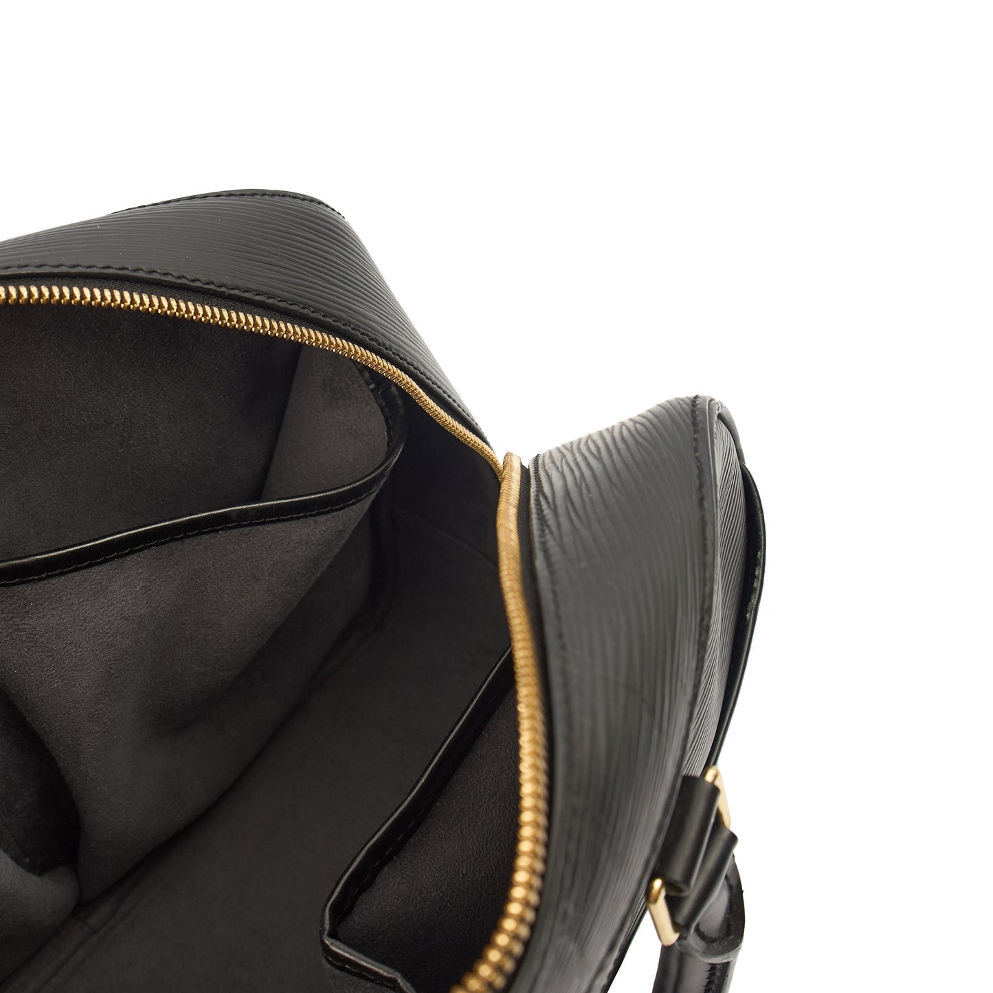 Louis Vuitton Top Handle Sorbonne in Black, Epi Leather — Detail View