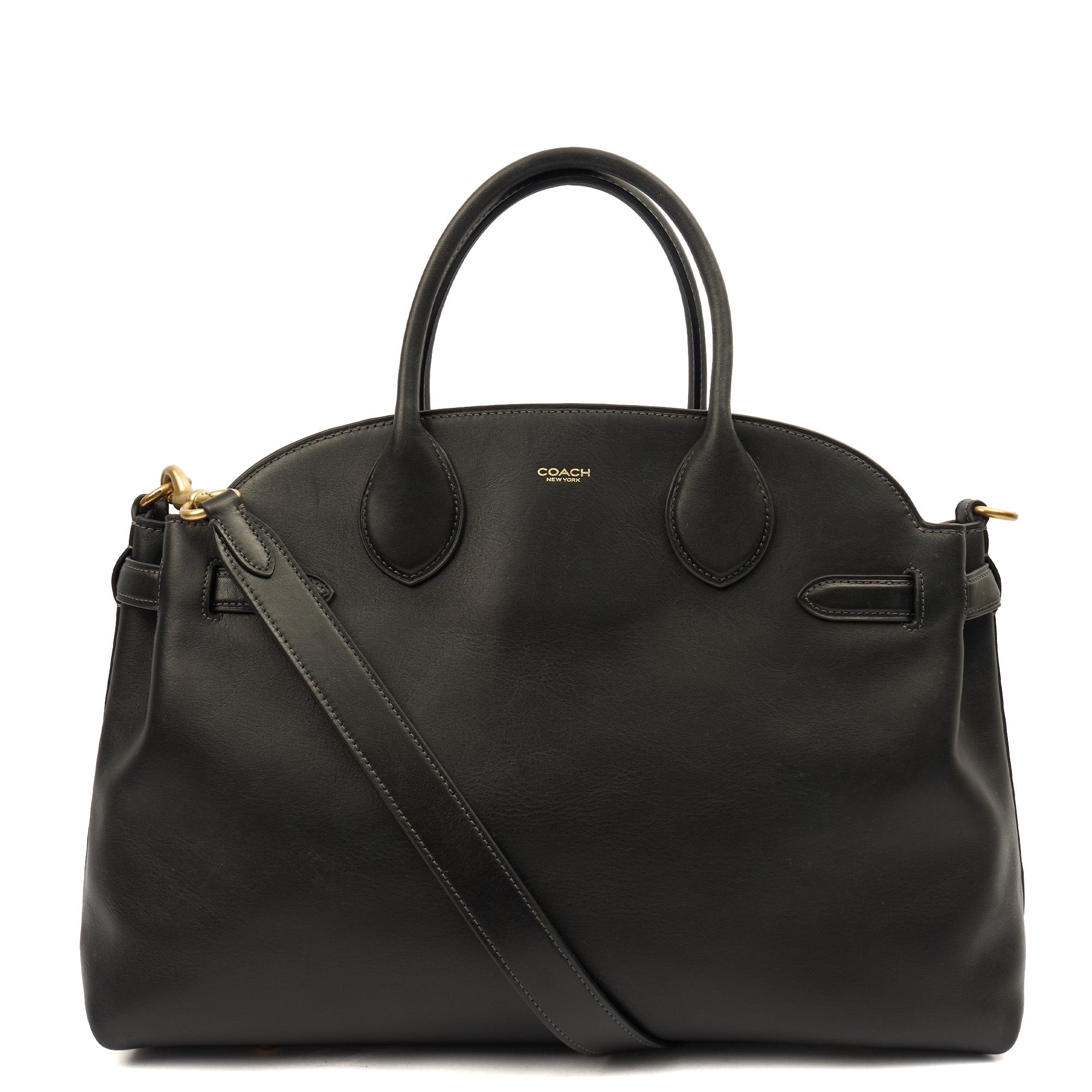 Coach Tote Soft Empire Carryall Bag 48 in Black, Leather — Front View