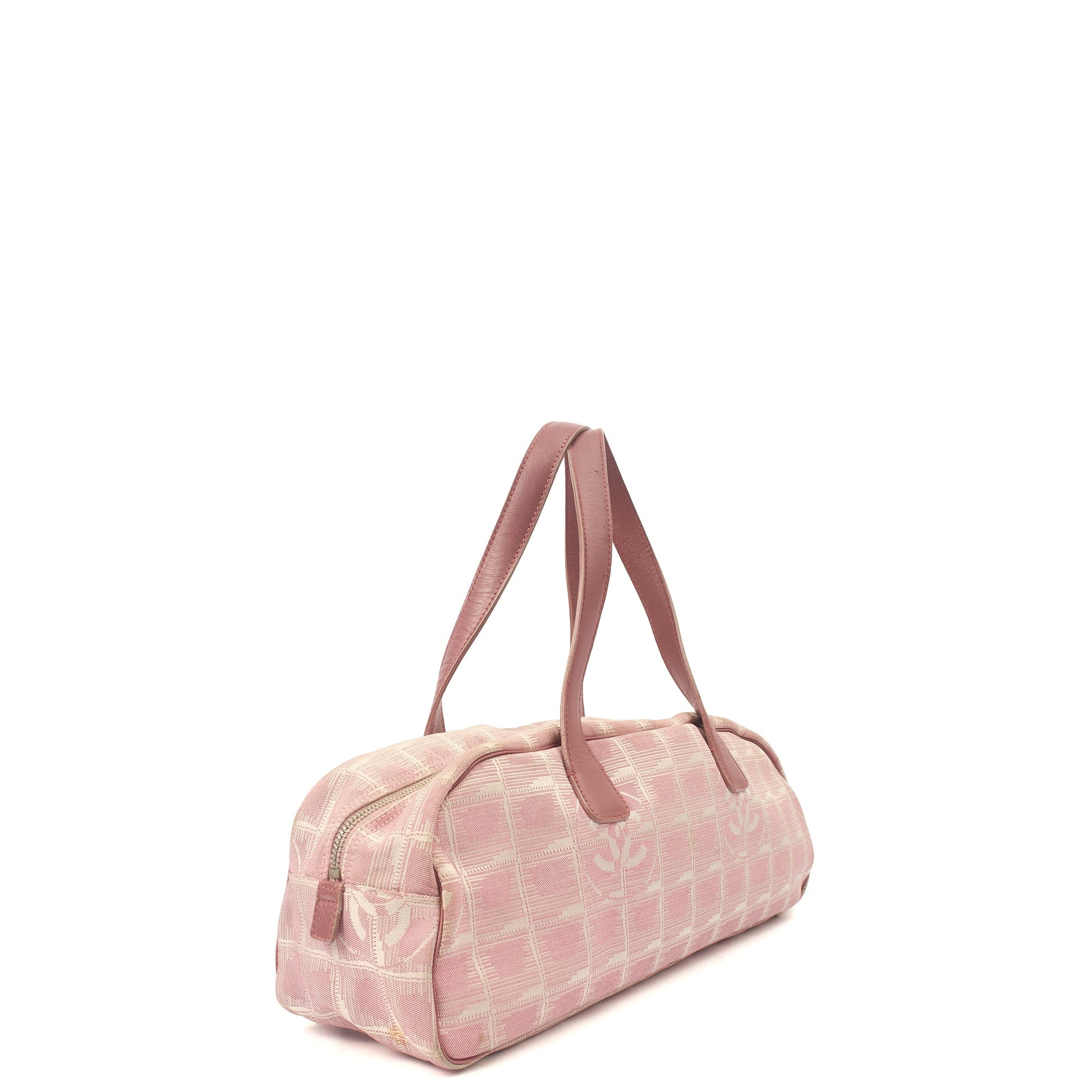 Chanel Tote Ligne Cambon Bowler in Pink, Canvas — Top View