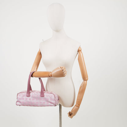 Chanel Tote Ligne Cambon Bowler in Pink, Canvas — Back View