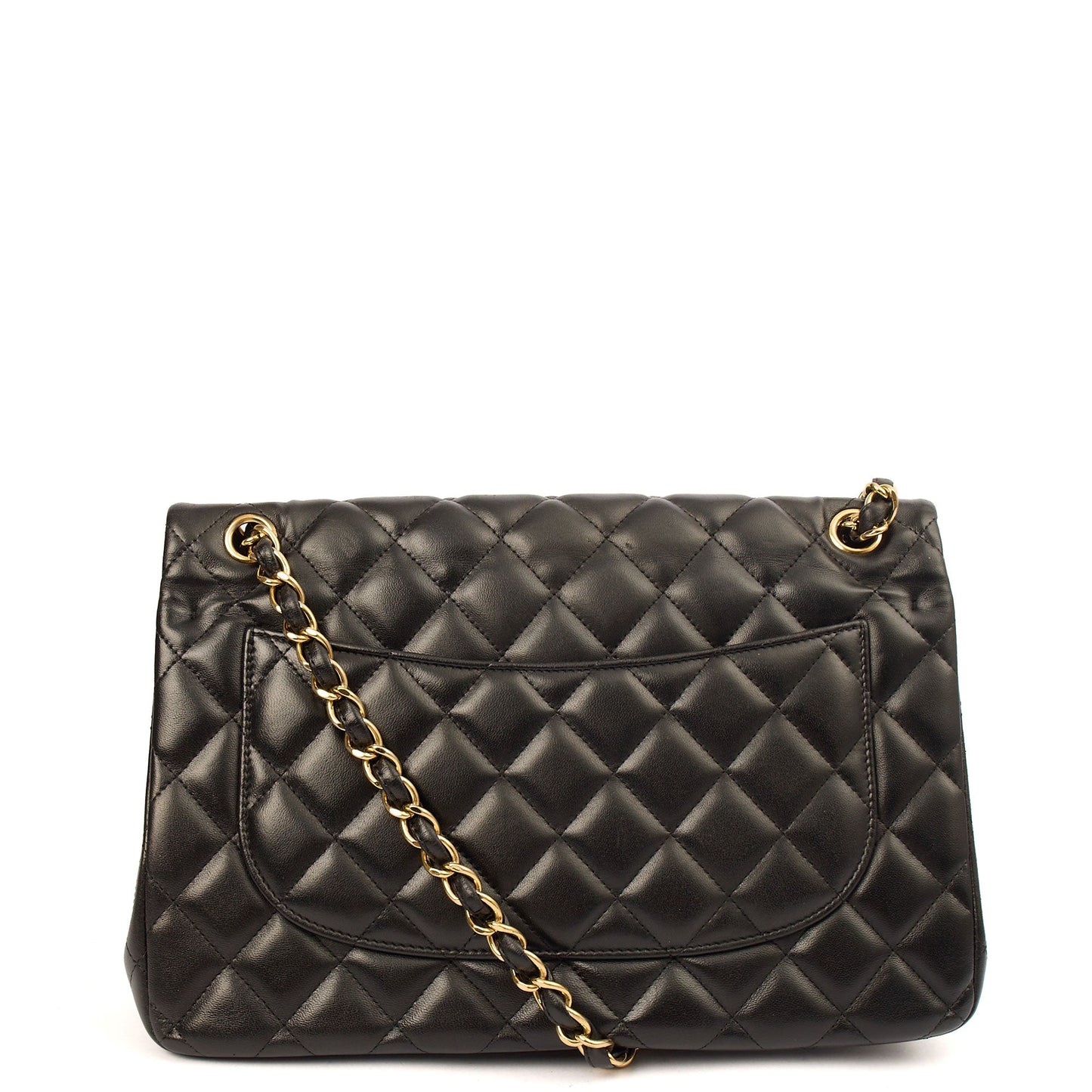 Chanel Shoulder Bag Classic Double Flap - Large in Black, Lambskin Leather — Top View