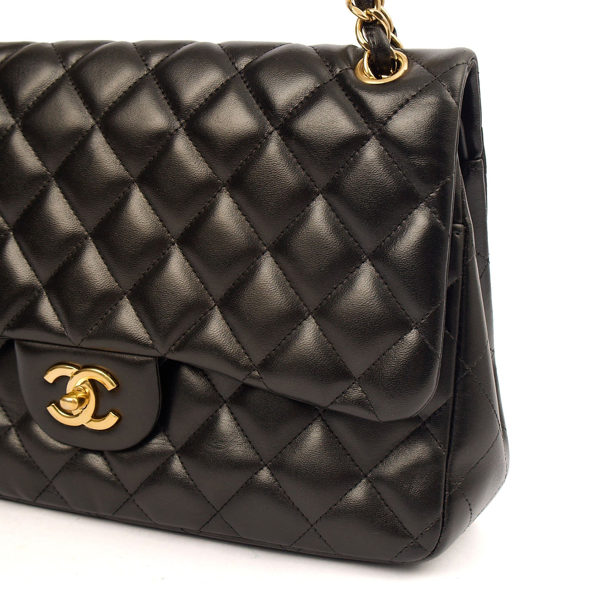 Chanel Shoulder Bag Classic Double Flap - Large in Black, Lambskin Leather — Alternate View 9