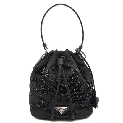 Prada Bucket Bag Bucket Bag in Black, Nylon — Front View