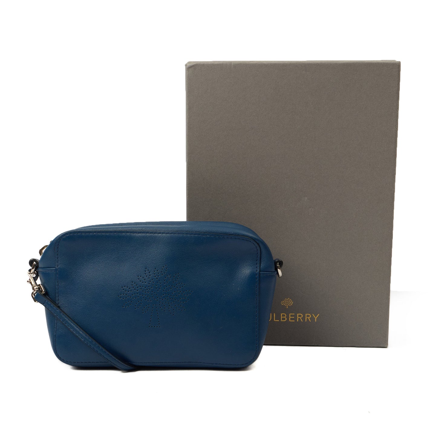 Mulberry Cross Body Blossom Pochette with strap  in Blue, Calfskin Leather — Alternate View 13