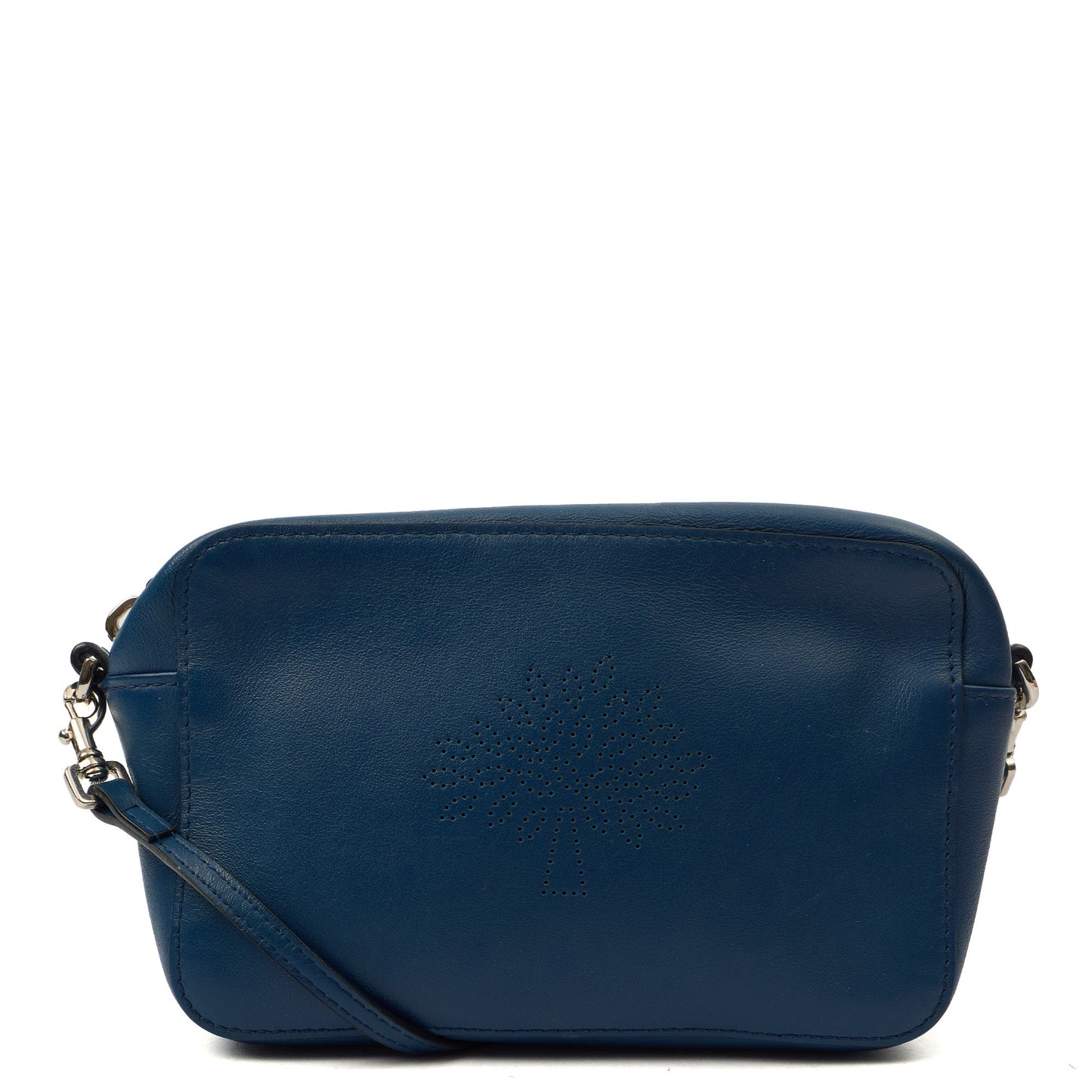 Mulberry Cross Body Blossom Pochette with strap  in Blue, Calfskin Leather — Front View