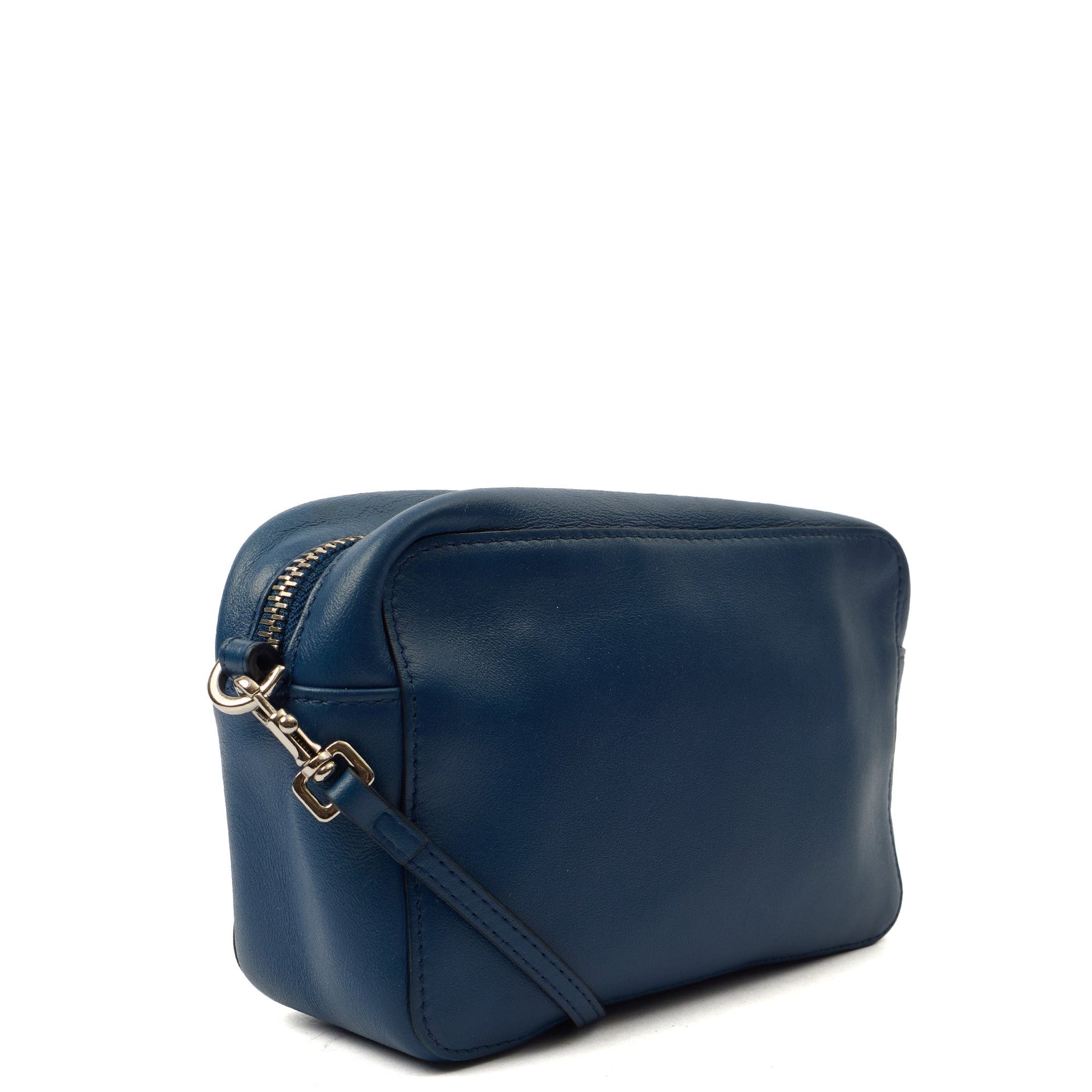 Mulberry Cross Body Blossom Pochette with strap  in Blue, Calfskin Leather — Side View