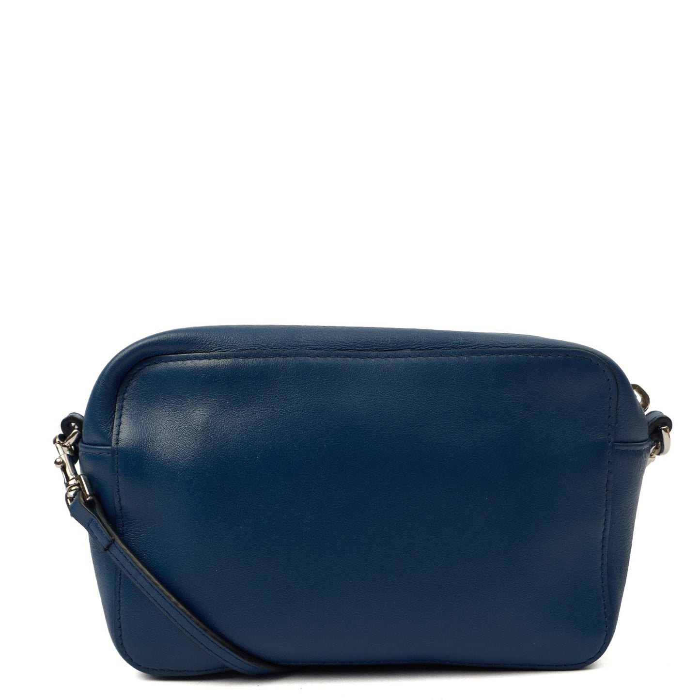 Mulberry Cross Body Blossom Pochette with strap  in Blue, Calfskin Leather — Back View
