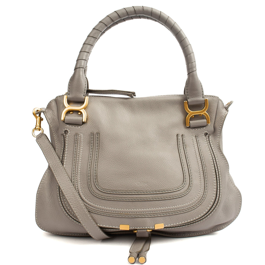 Chloe Tote Marcie - Medium in Grey, Calfskin Leather — Front View