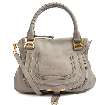 Chloe Tote Marcie - Medium in Grey, Calfskin Leather — Front View