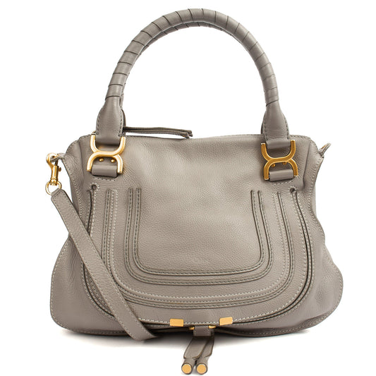 Chloe Tote Marcie - Medium in Grey, Calfskin Leather — Front View