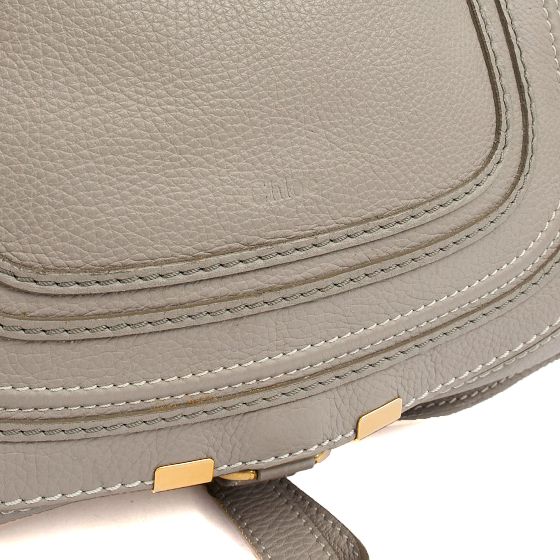 Chloe Tote Marcie - Medium in Grey, Calfskin Leather — Detail View