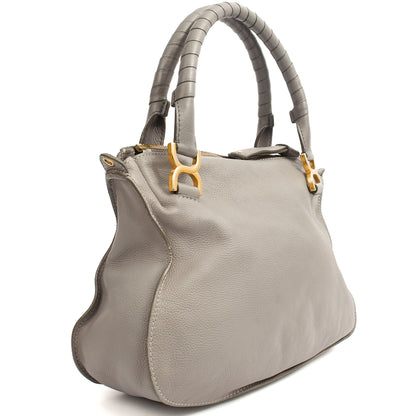 Chloe Tote Marcie - Medium in Grey, Calfskin Leather — Side View