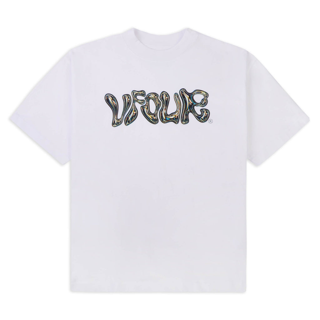 Vfour Ldn White Chrome Logo T-shirt — Small — Front View