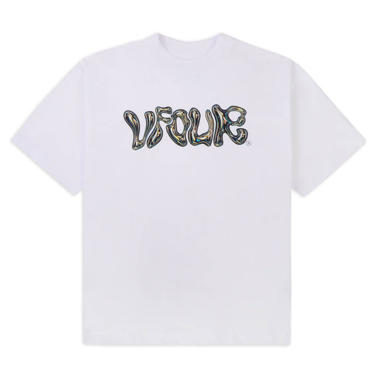 Vfour Ldn White Chrome Logo T-shirt — Small — Front View