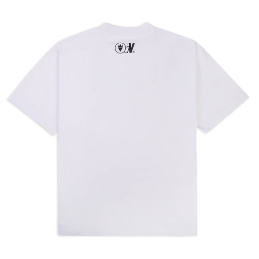 Vfour Ldn White Chrome Logo T-shirt — Small — Side View