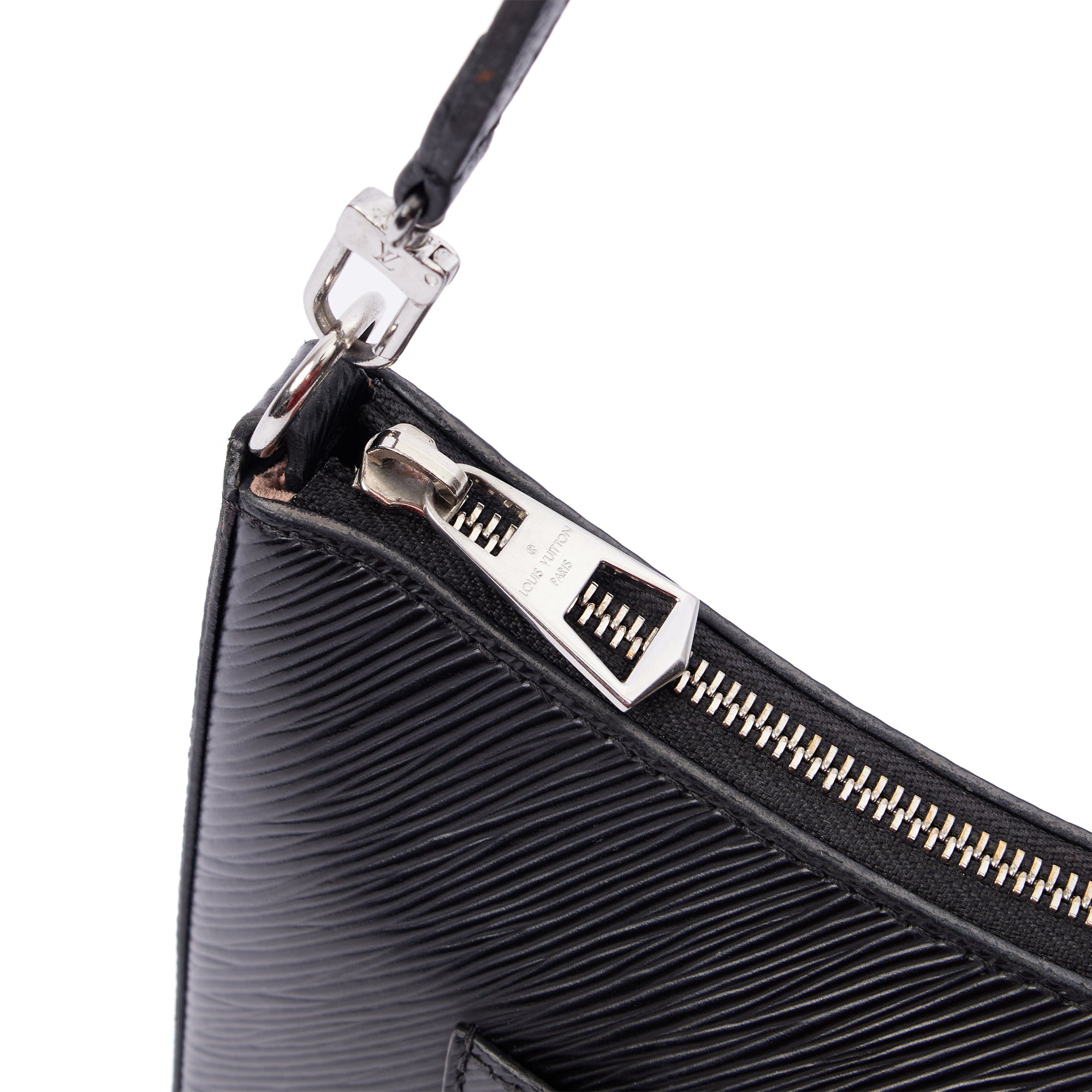 Louis Vuitton Cross Body Marelle Bag in Black, Epi Leather — Detail View