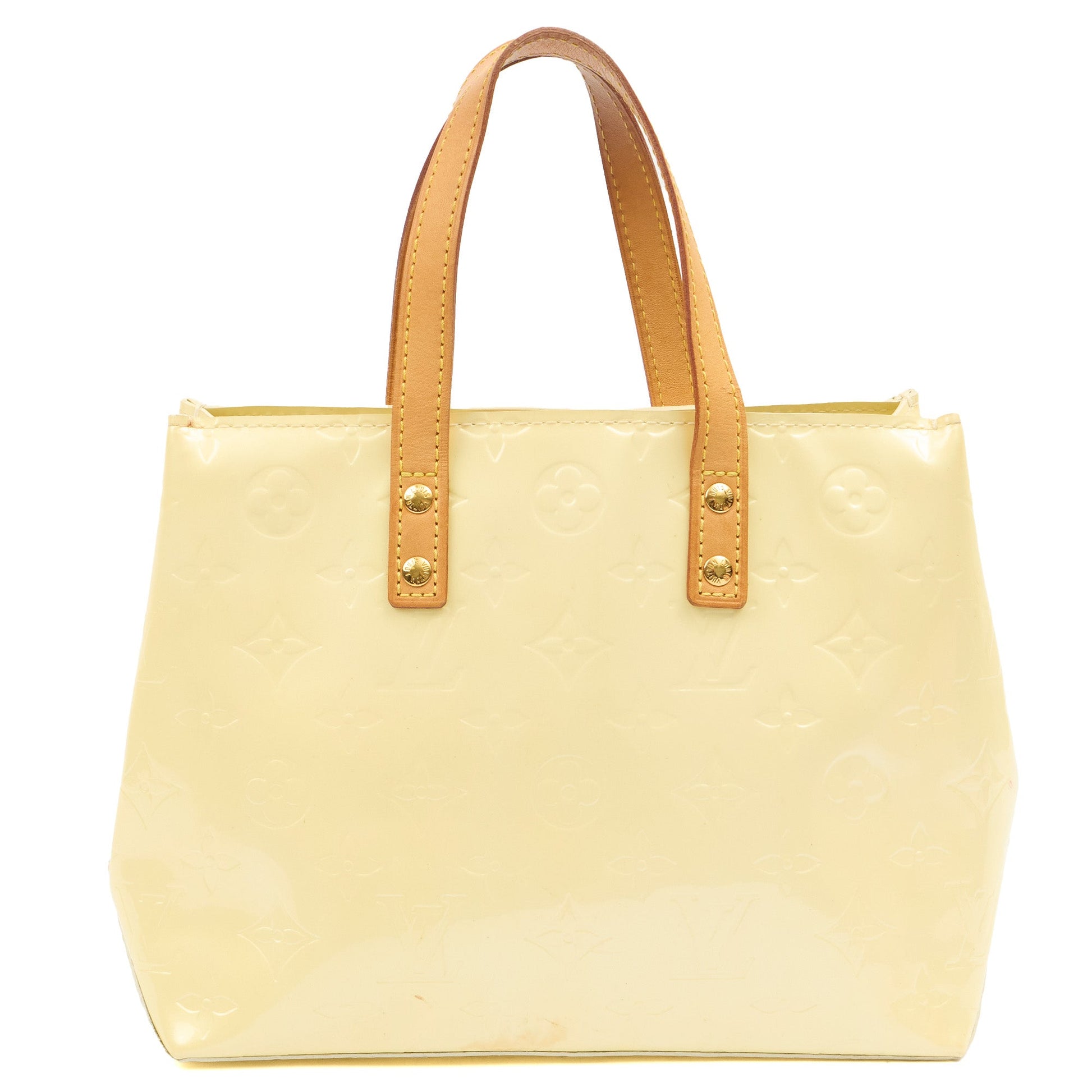 Louis Vuitton Tote Reade MM in Yellow, Miroir Vernis — Front View