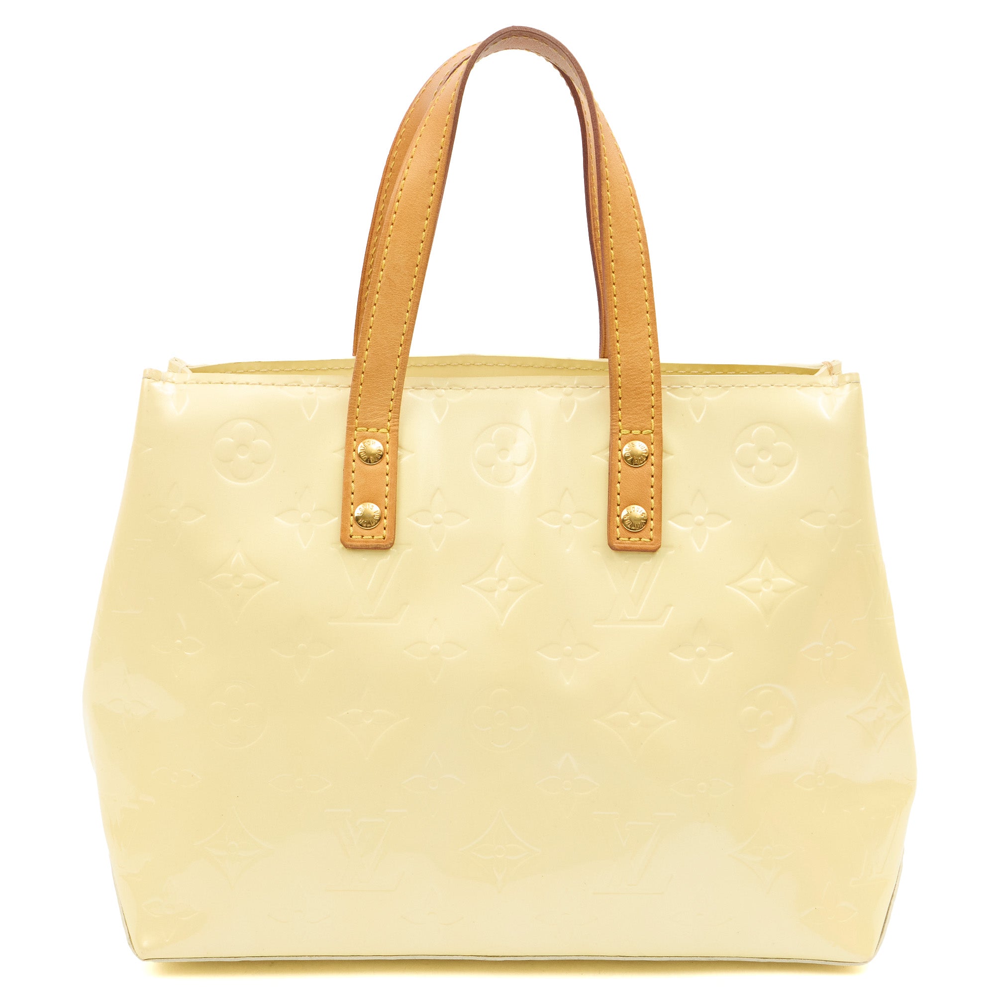 Louis Vuitton Tote Reade MM in Yellow, Miroir Vernis — Back View