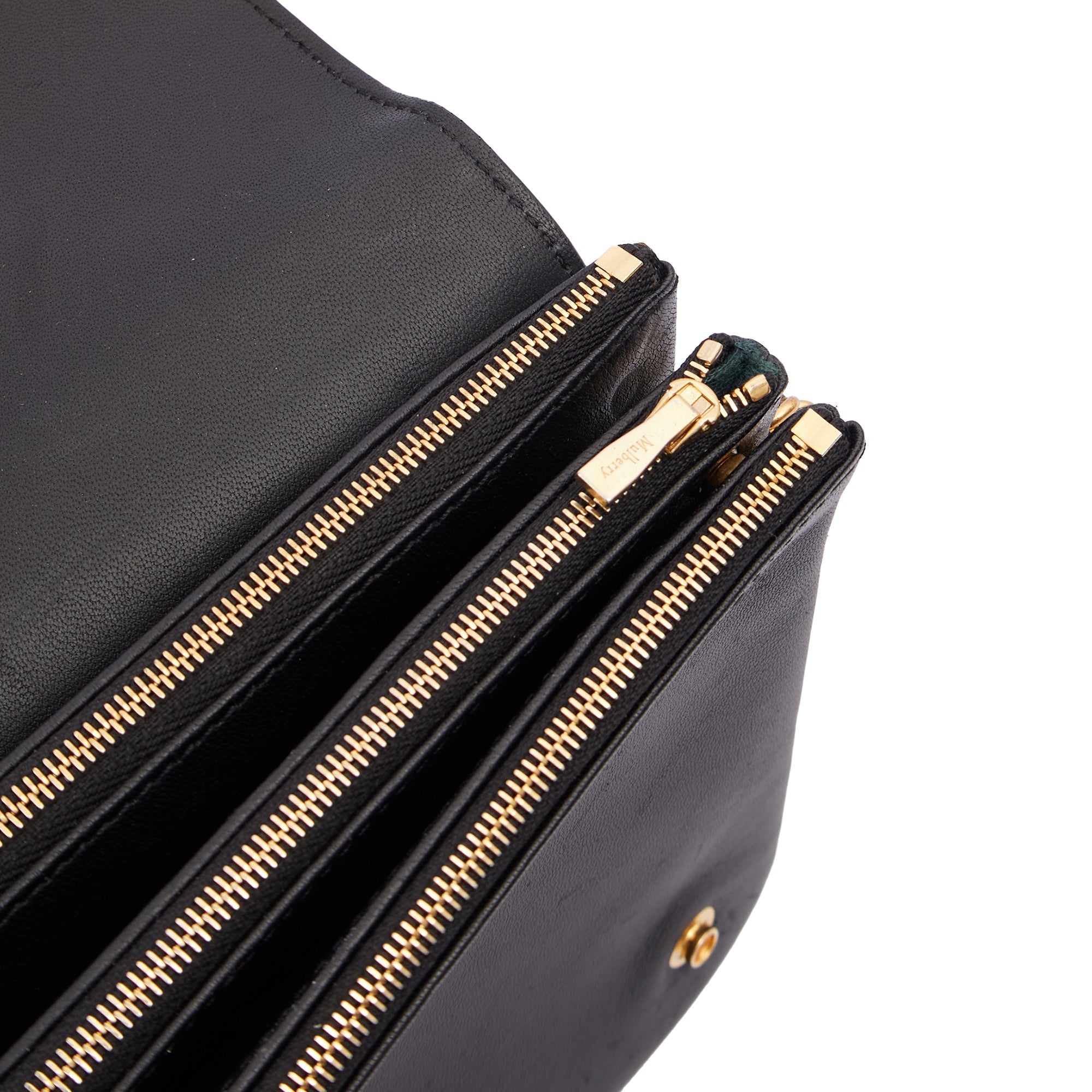 Mulberry Cross Body Clifton in Black, Calfskin Leather — Detail View