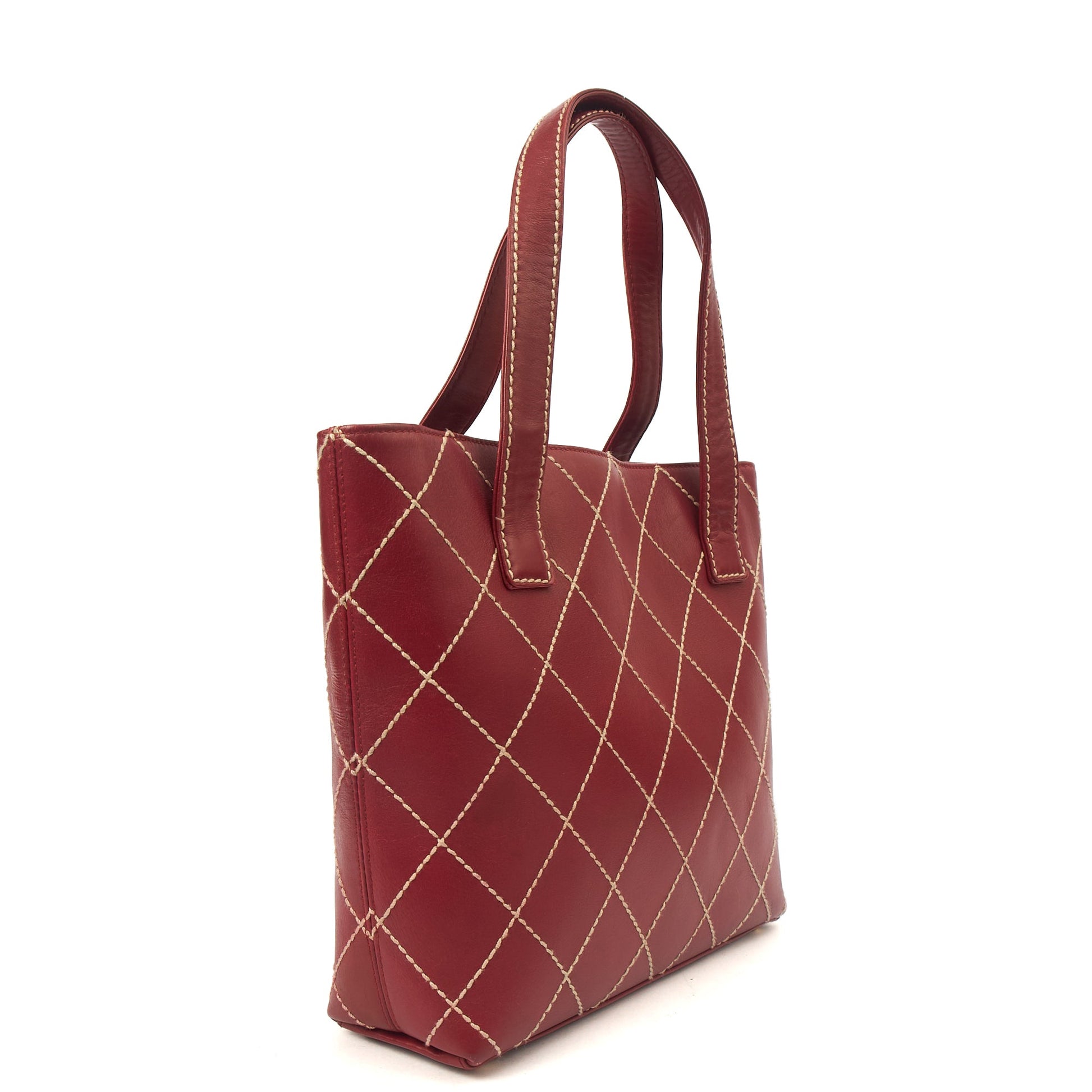 Chanel Tote Vintage Tote in Red, Calfskin Leather — Alternate View 11
