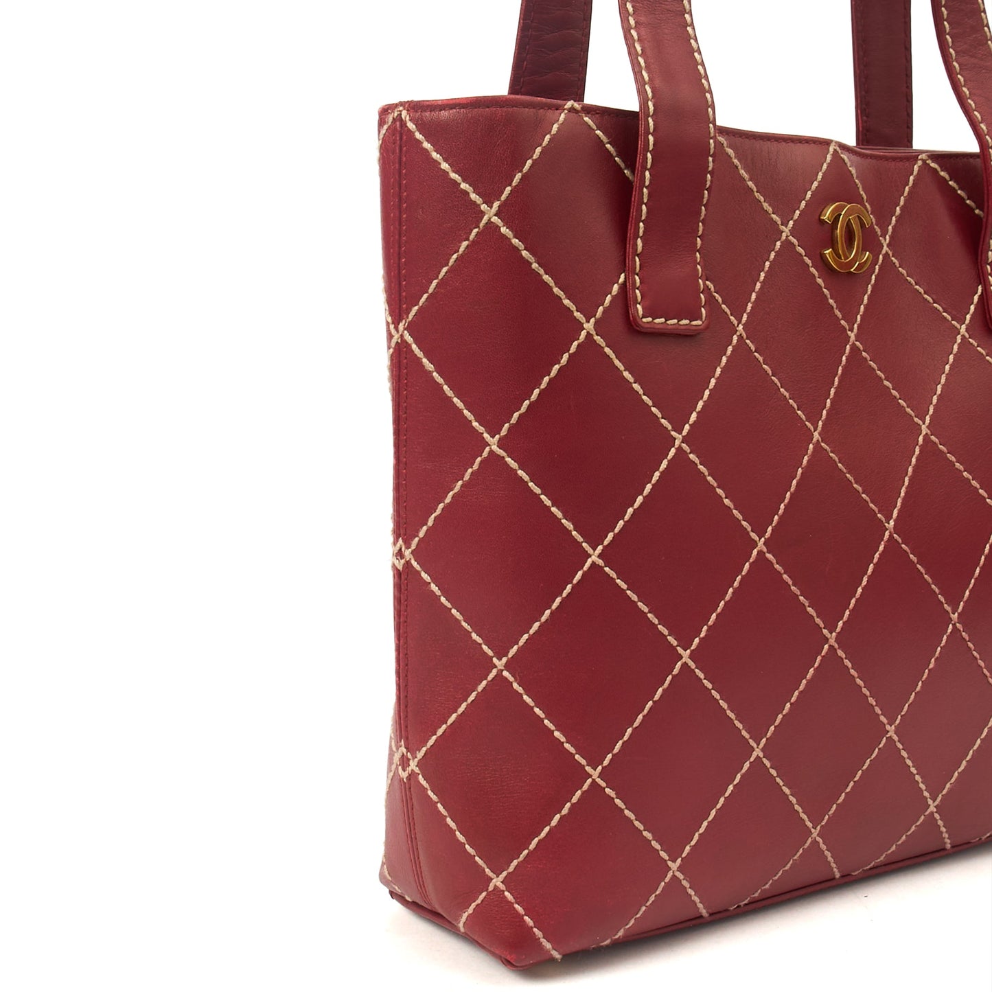 Chanel Tote Vintage Tote in Red, Calfskin Leather — Alternate View 14