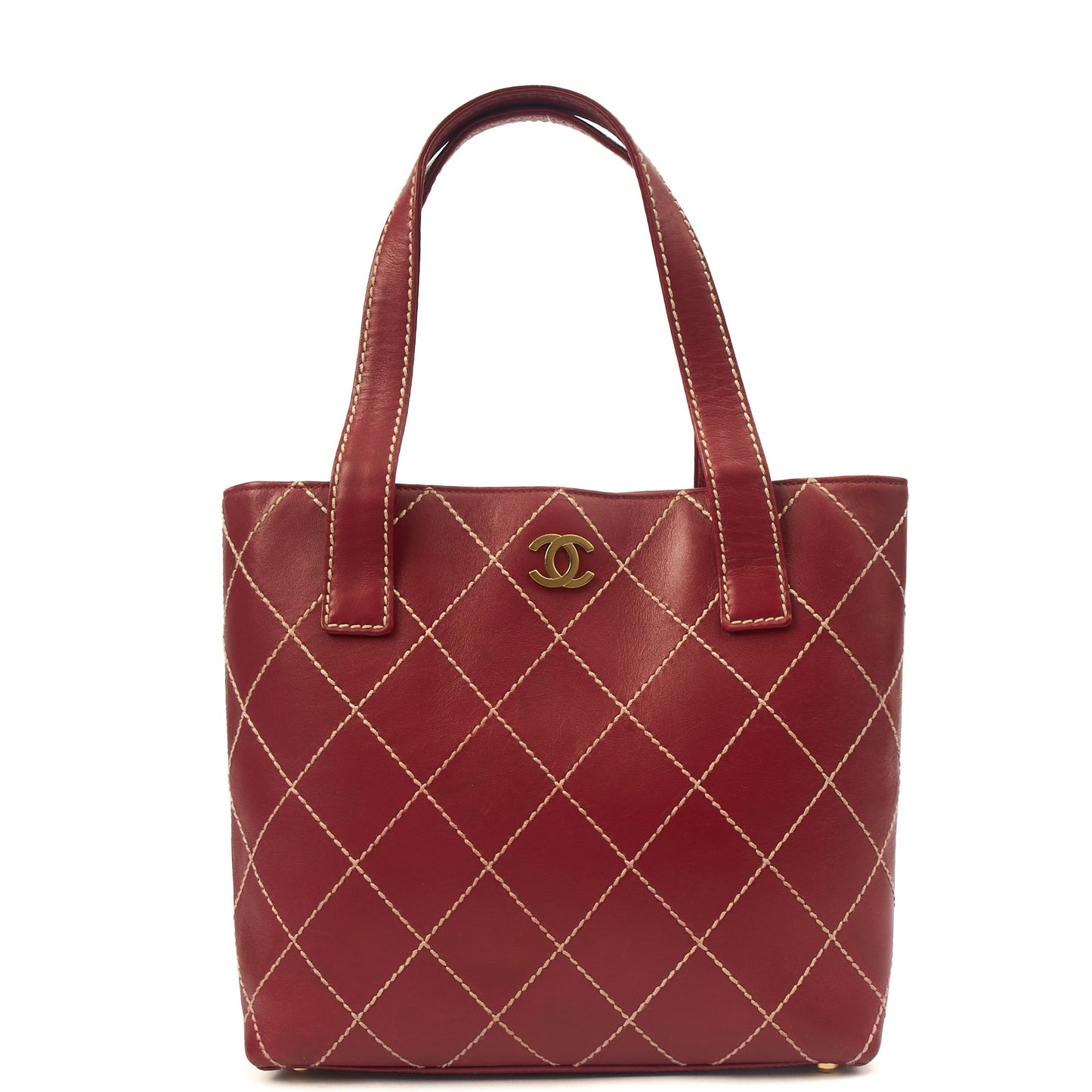 Chanel Tote Vintage Tote in Red, Calfskin Leather — Alternate View 10