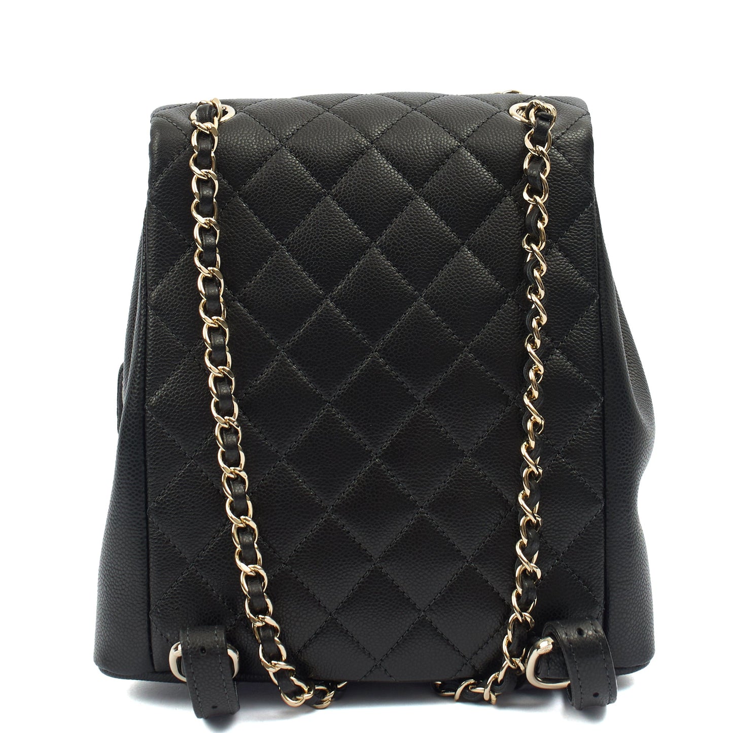 Chanel Backpack Duma Backpack in Black, Caviar Leather — Back View