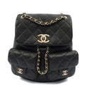 Chanel Backpack Duma Backpack in Black, Caviar Leather — Front View