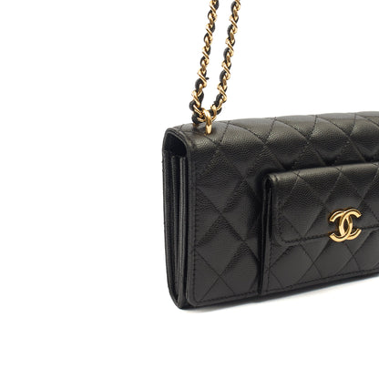Chanel Cross Body Wallet on Chain in Black, Caviar Leather — Alternate View 7