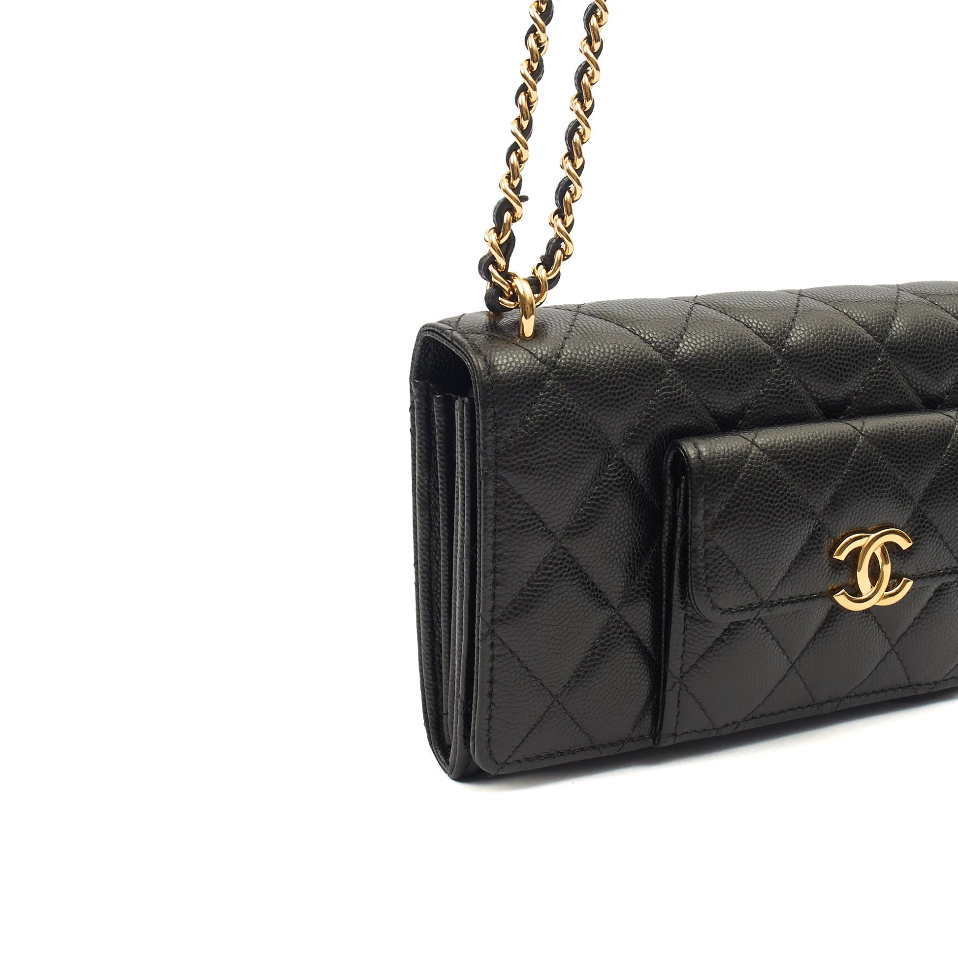 Chanel Cross Body Wallet on Chain in Black, Caviar Leather — Alternate View 15