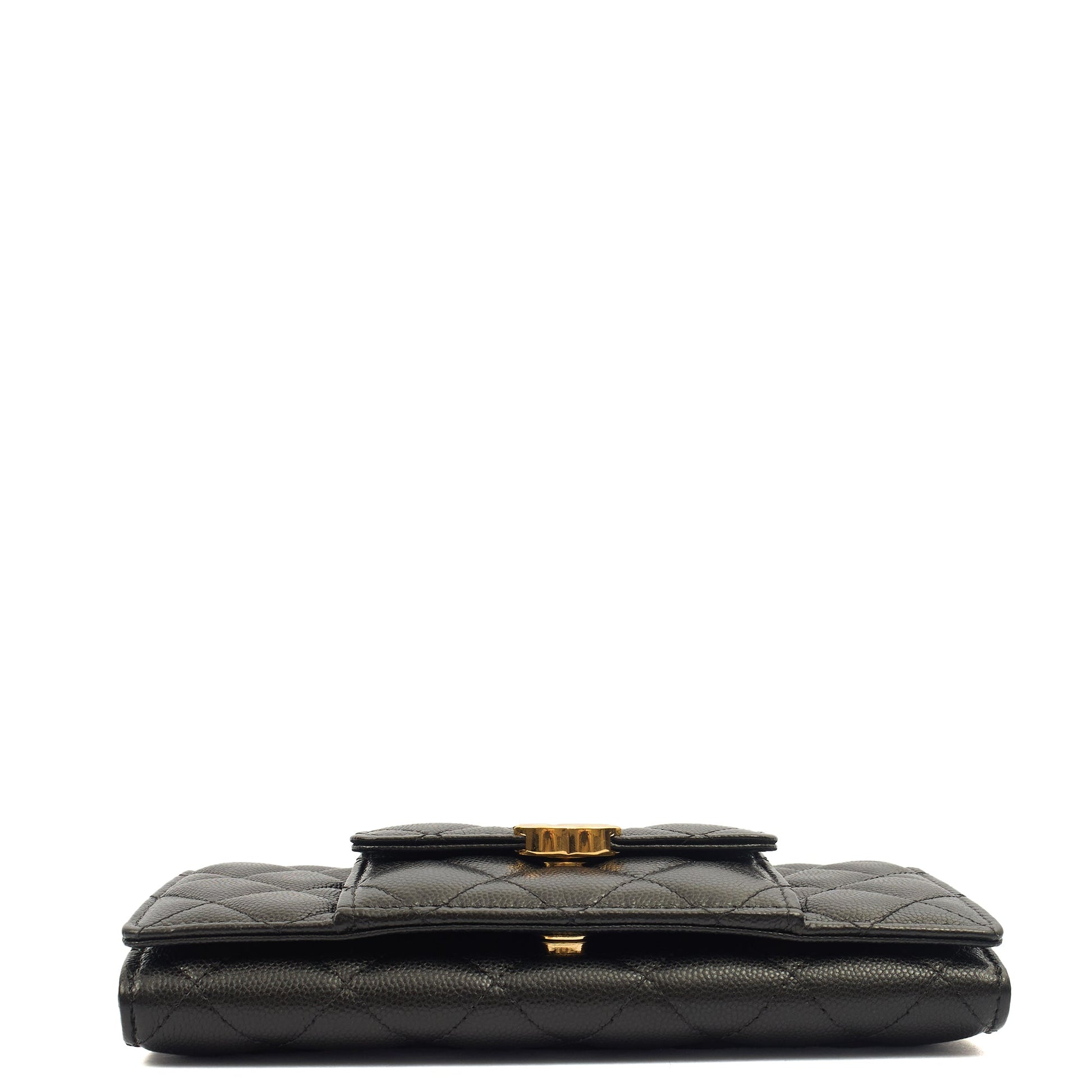 Chanel Cross Body Wallet on Chain in Black, Caviar Leather — Top View