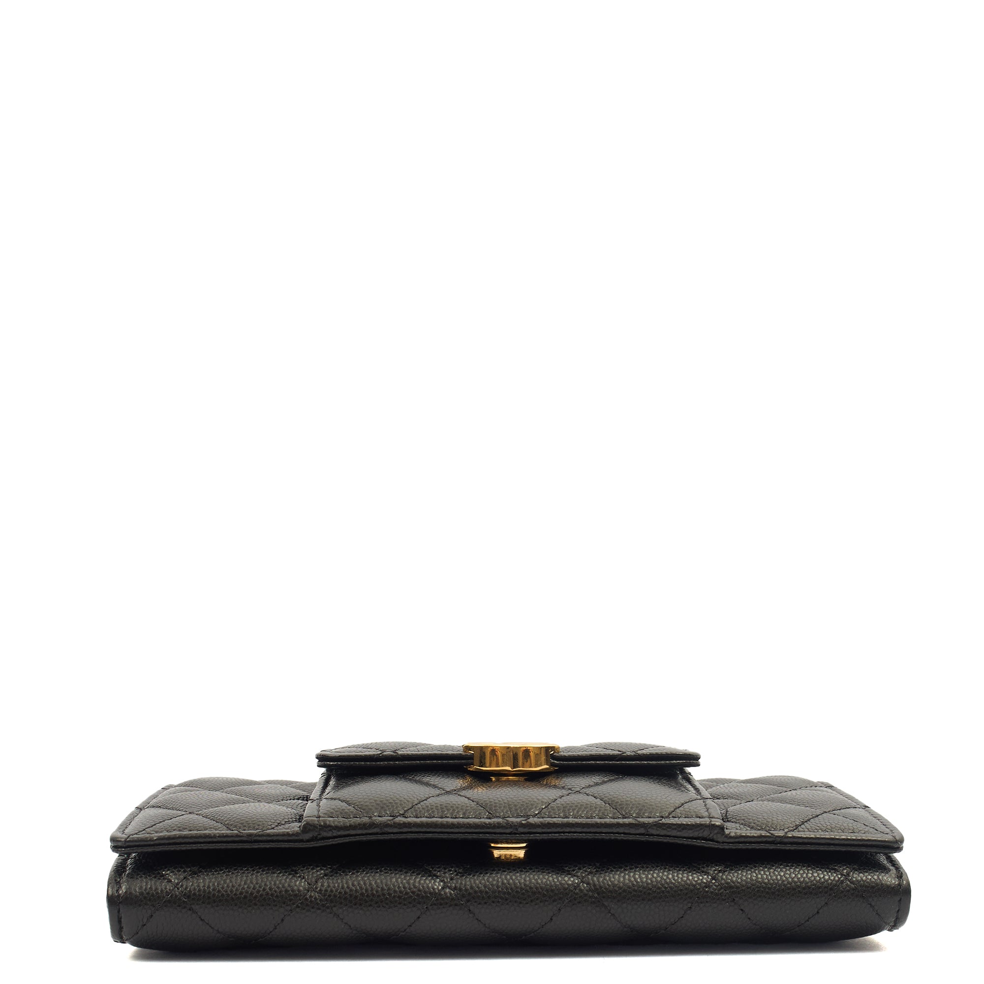 Chanel Cross Body Wallet on Chain in Black, Caviar Leather — Top View