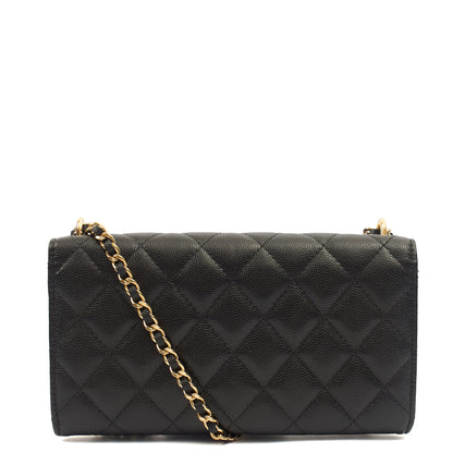 Chanel Cross Body Wallet on Chain in Black, Caviar Leather — Back View