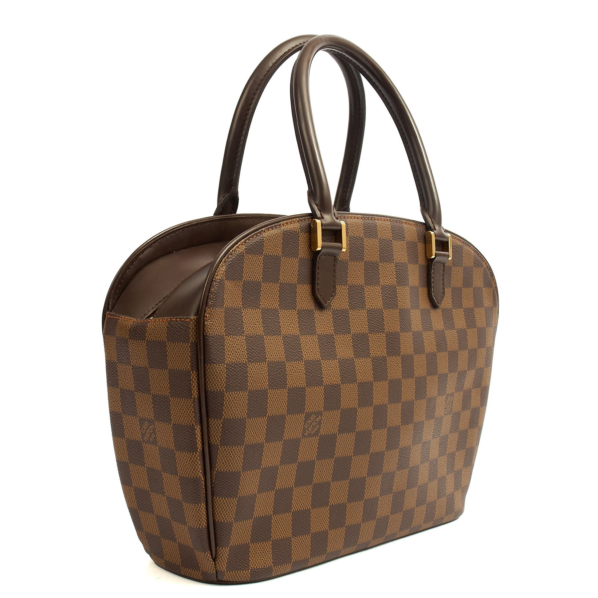 Louis Vuitton Top Handle Saria in Damier Ebene, Canvas — Back View